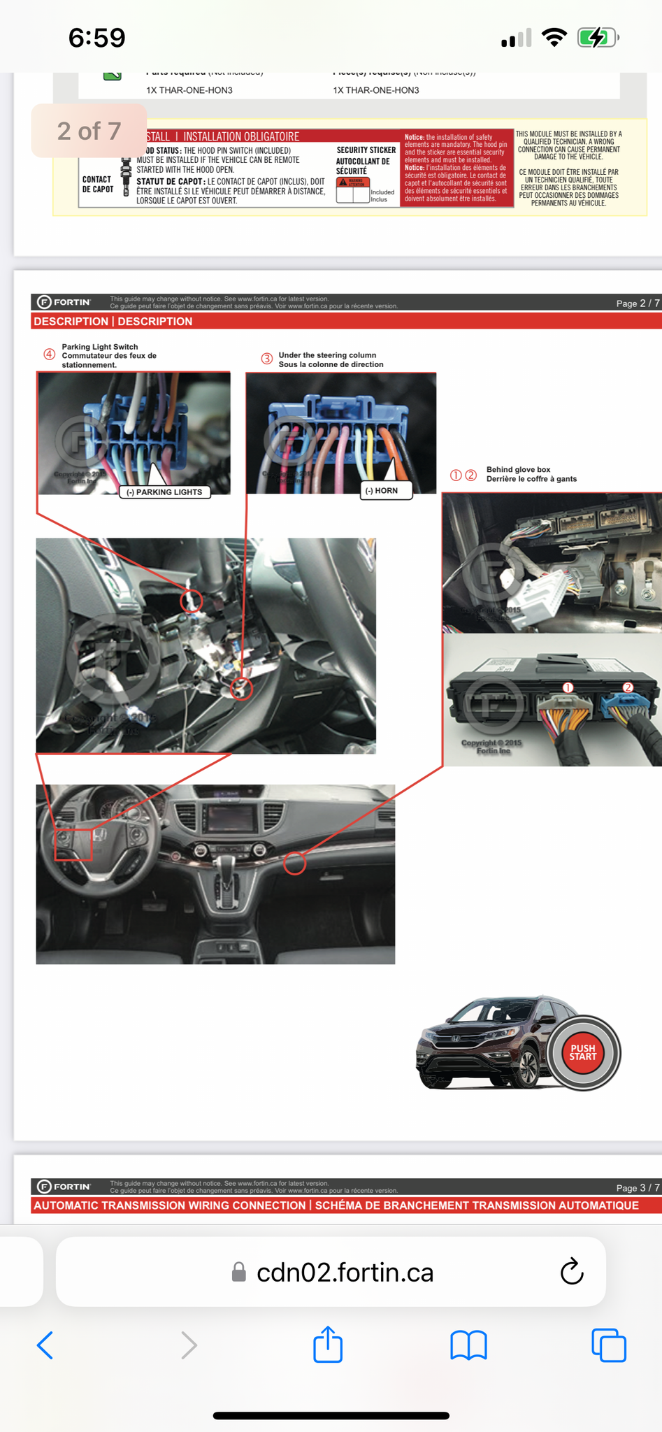 Fortin EVO-ONE-HON8 Plug & Play T-Harness Remote Start Kit For Select Honda